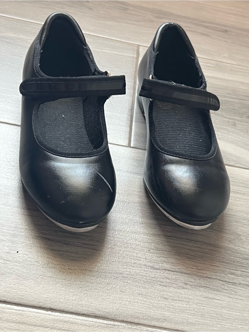 Girls Black Tap Dance Shoes Size 2M